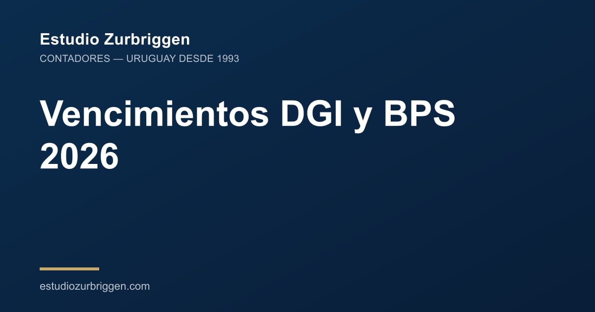 Vencimientos DGI y BPS 2026: calendario mes a mes